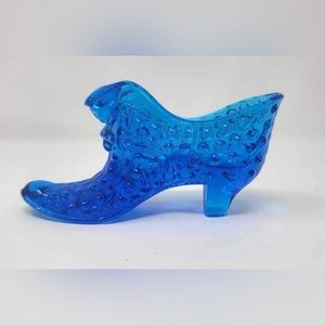 Fenton, Cat Slipper / Shoe, Colonial Blue Glass, Hobnail.